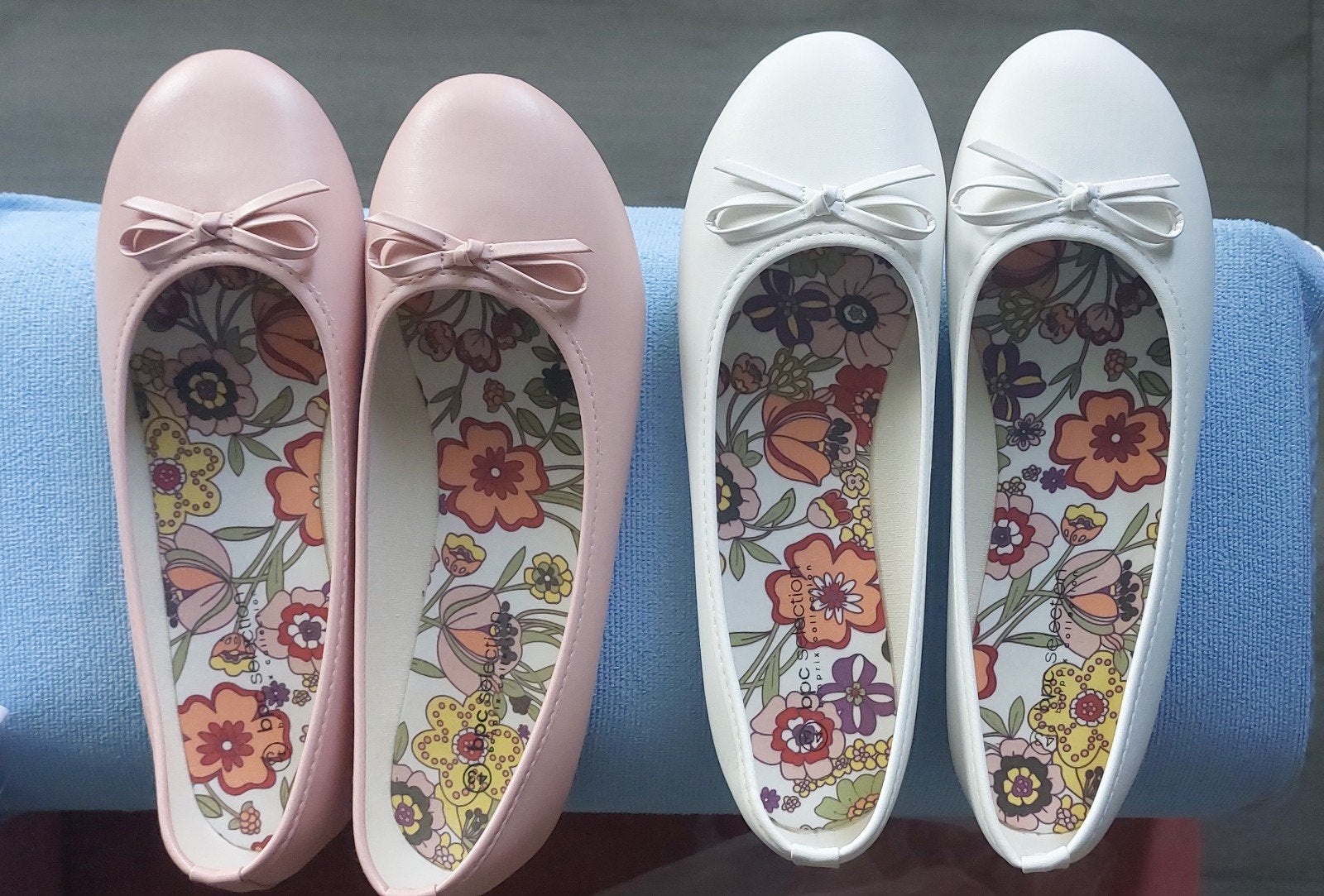 Nieuwe ballerina's met bloemenprint - Wit en Roze, Bonprix, Wit, Nieuw, Ballerina's