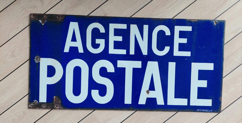 Antiek emaille bord "Agence Postale" - Japy Freres & Cie, Verzamelen, Merken en Reclamevoorwerpen, Ophalen of Verzenden, Gebruikt