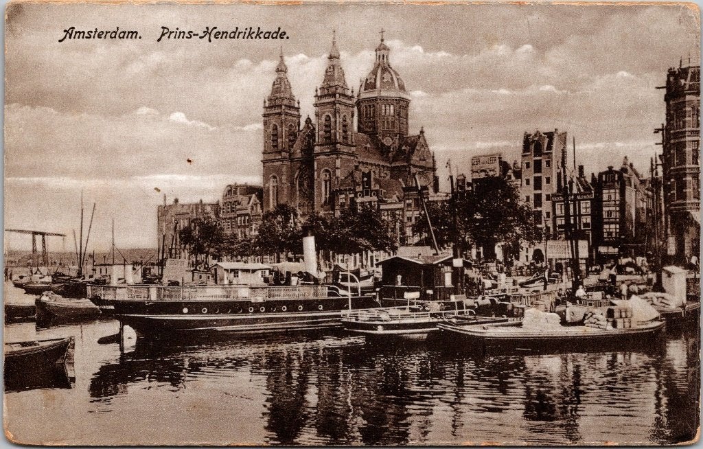 Amsterdam Prins Hendrikkade - 10 antieke ansichtkaarten, Ophalen of Verzenden, Voor 1920, Ongelopen, Noord-Holland