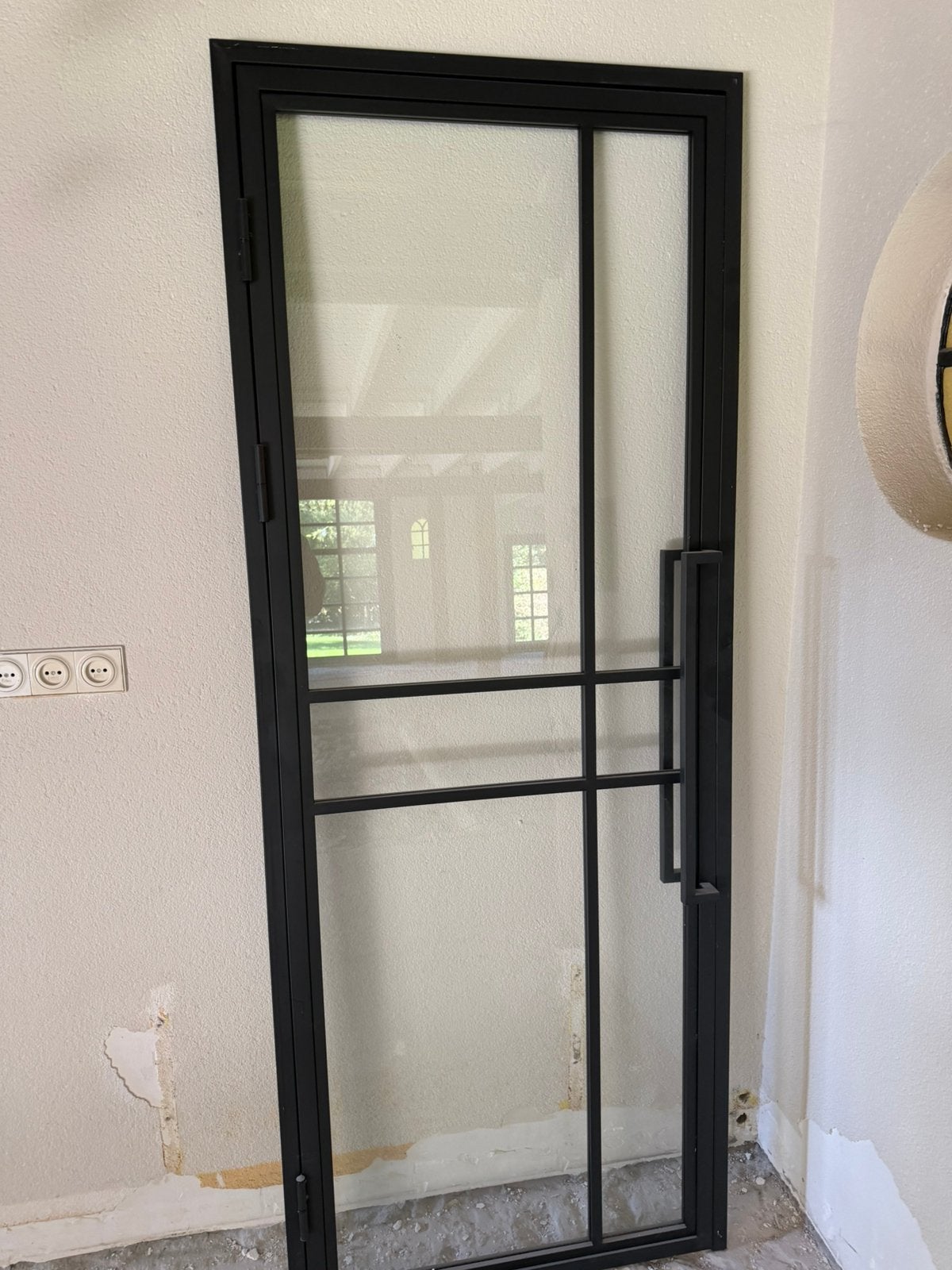 Zwarte stalen binnendeur met glas, Ophalen, Gebruikt, 80 tot 100 cm, Binnendeur