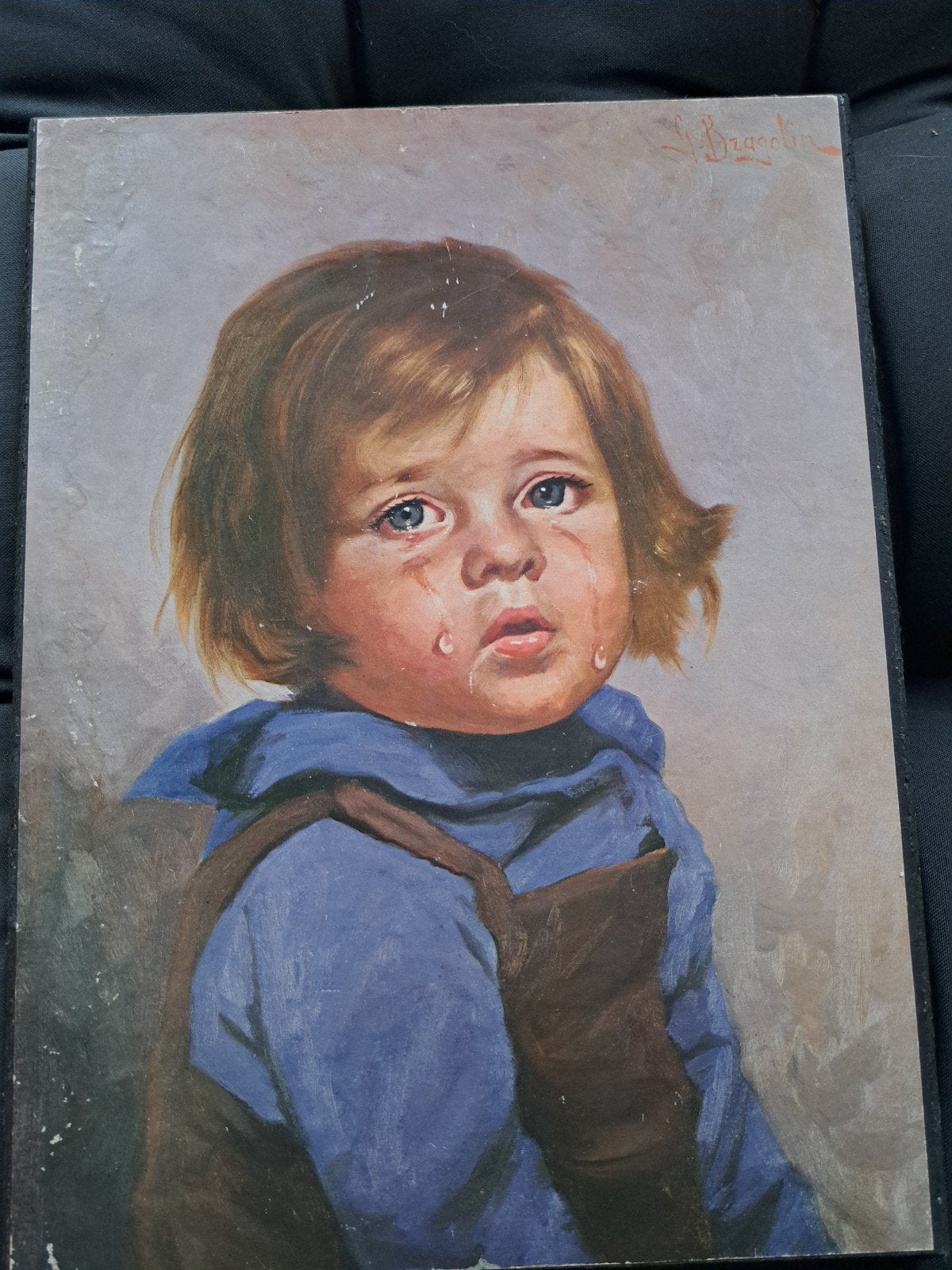 Schilderij,  Het jongetje met de traan, Ophalen, Minder dan 50 cm, Gebruikt, Schilderij
