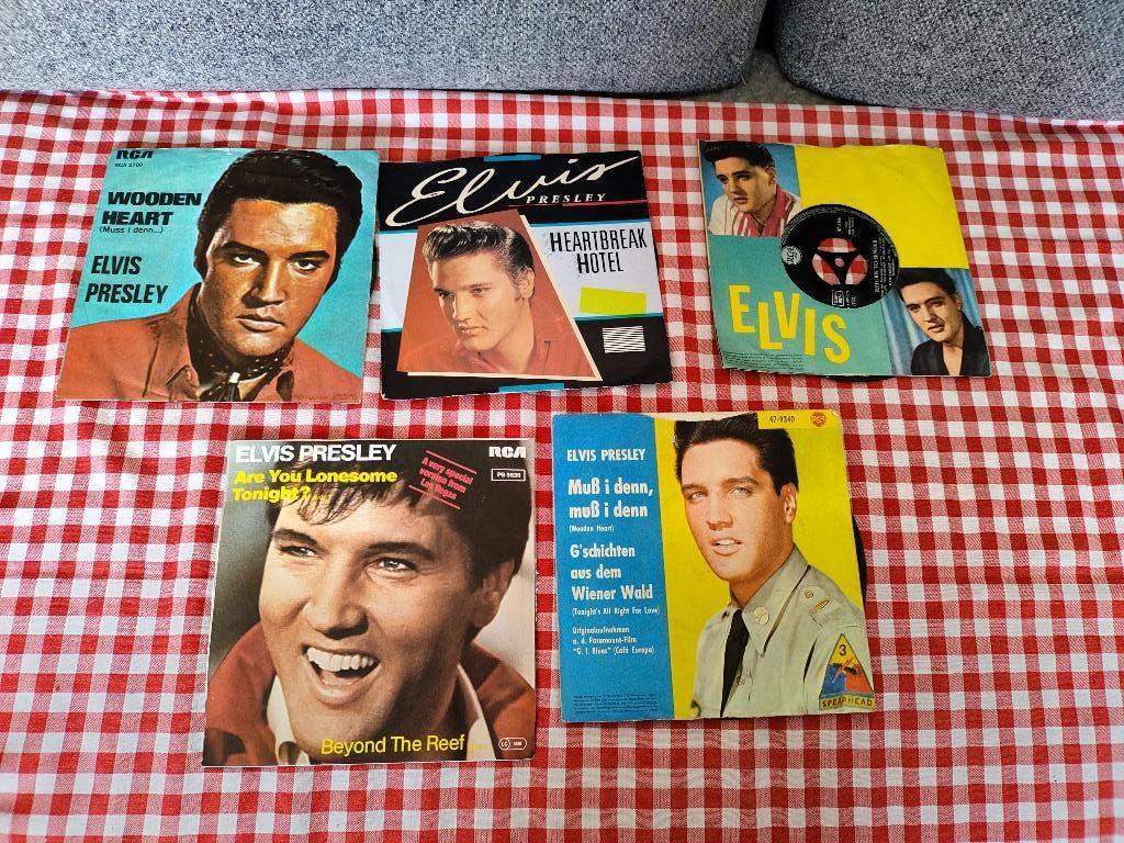 Elvis Presley 7 inch 5 stuks Wooden Heart,  Heartbreak Hotel, Fotohoes, Ophalen of Verzenden, Gebruikt, Pop