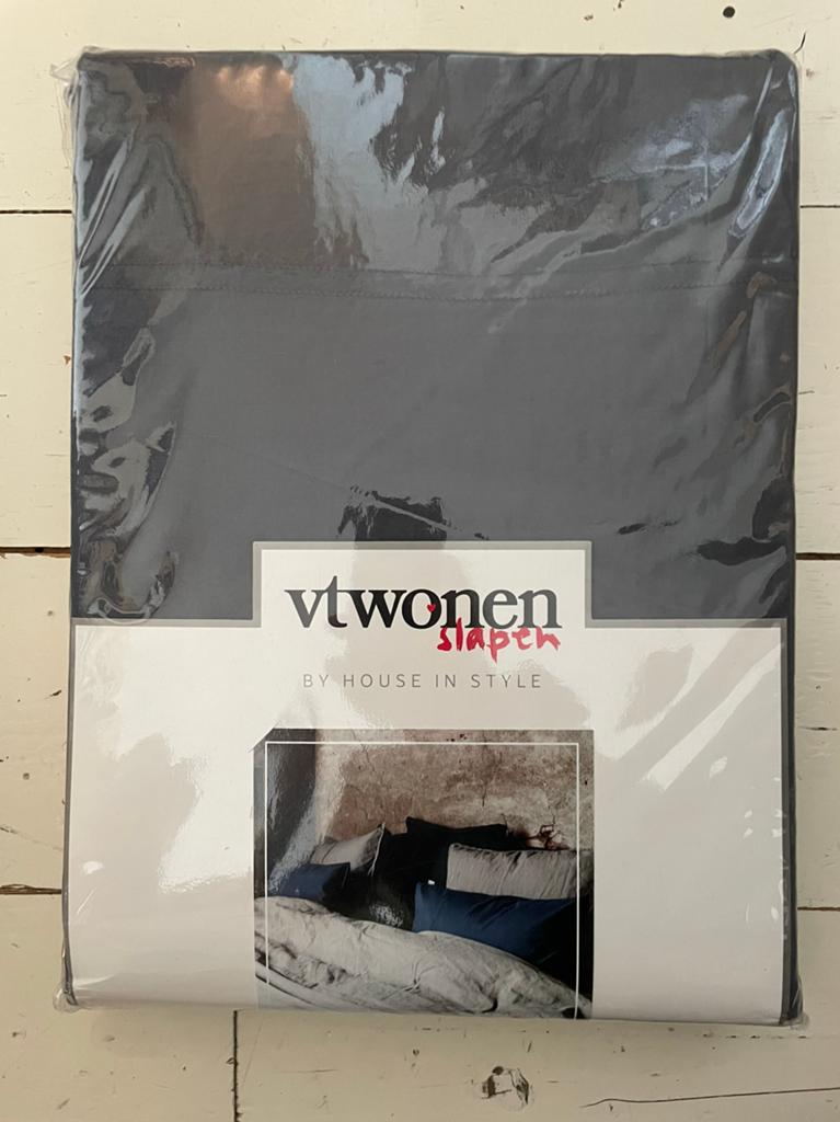 1 pers VT Wonen Momo Dekbedovertrek - Donkergrijs/Blauw, Ophalen, Eenpersoons, Dekbedovertrek, Nieuw