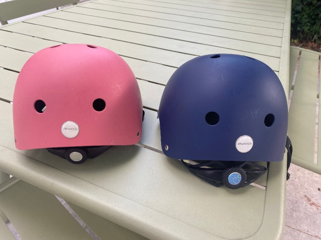 Kinder Fietshelm banwood roze en blauw, Ophalen, Jongen of Meisje, Overige maten, Banwood