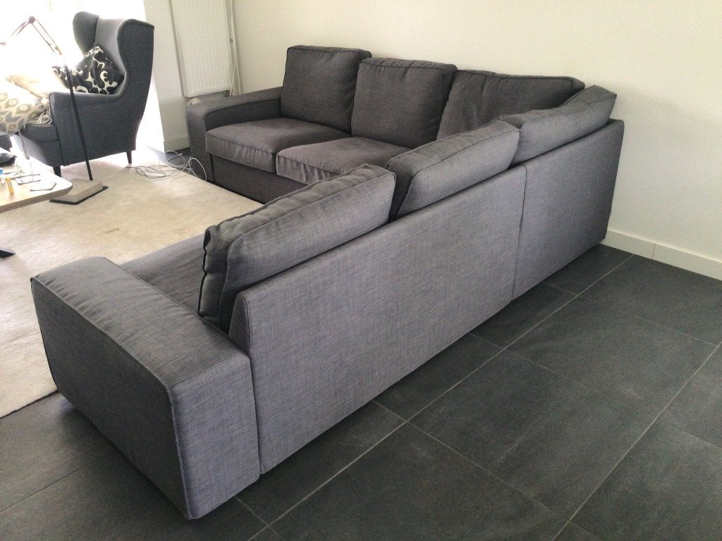 Hoekbank voor 4 personen grijs, Ophalen, 250 tot 300 cm, Gebruikt, Klassiek