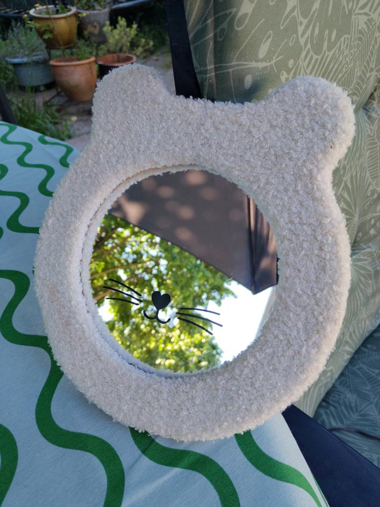 Leuk pluche spiegeltje met kattenoortjes, ca. 30cm, Ophalen of Verzenden