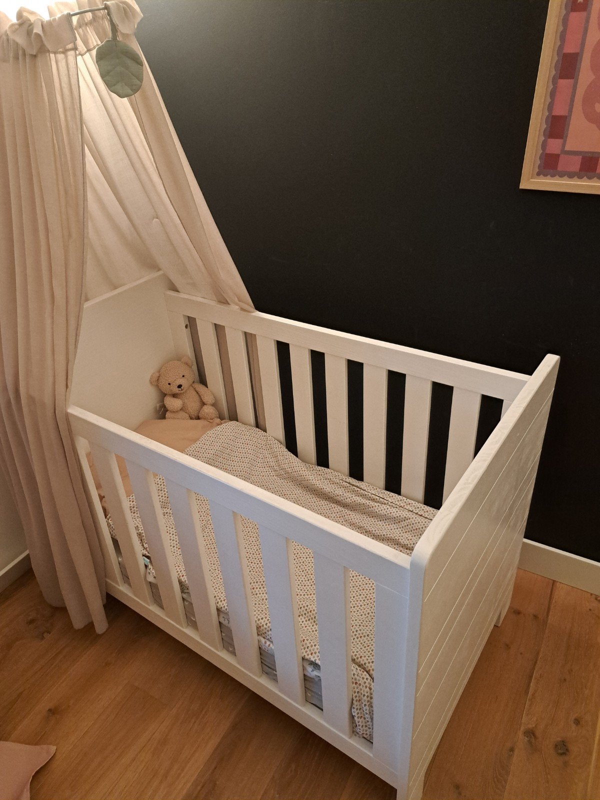 Mooi, stevig houten ledikant met IKEA Himlavalv matrasje, Ophalen, Gebruikt, Ledikant