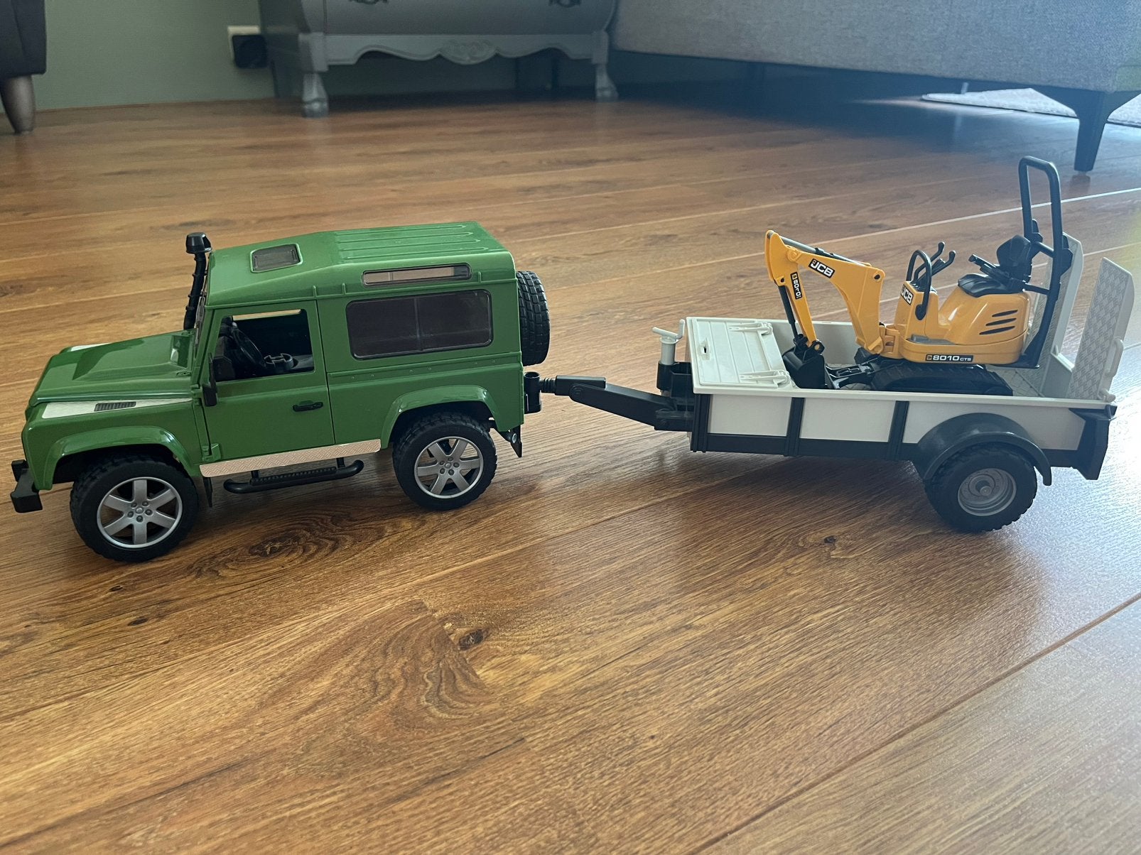 Bruder Land Rover met kar en mini kraan, Ophalen of Verzenden, Zo goed als nieuw