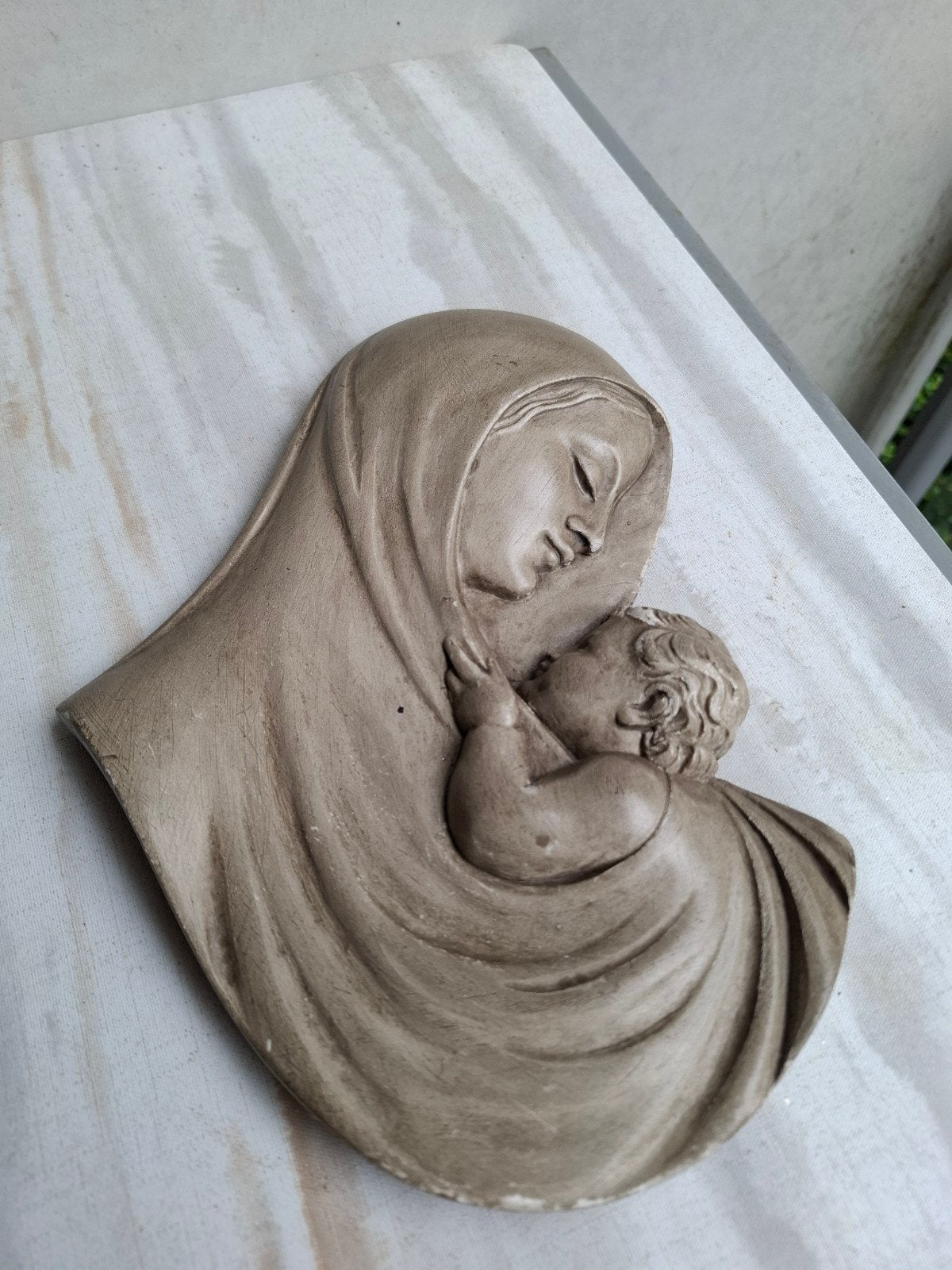 Wanddecoratie Maria met Kind - Religieus Beeld, Antiek en Kunst, Curiosa en Brocante, Ophalen of Verzenden