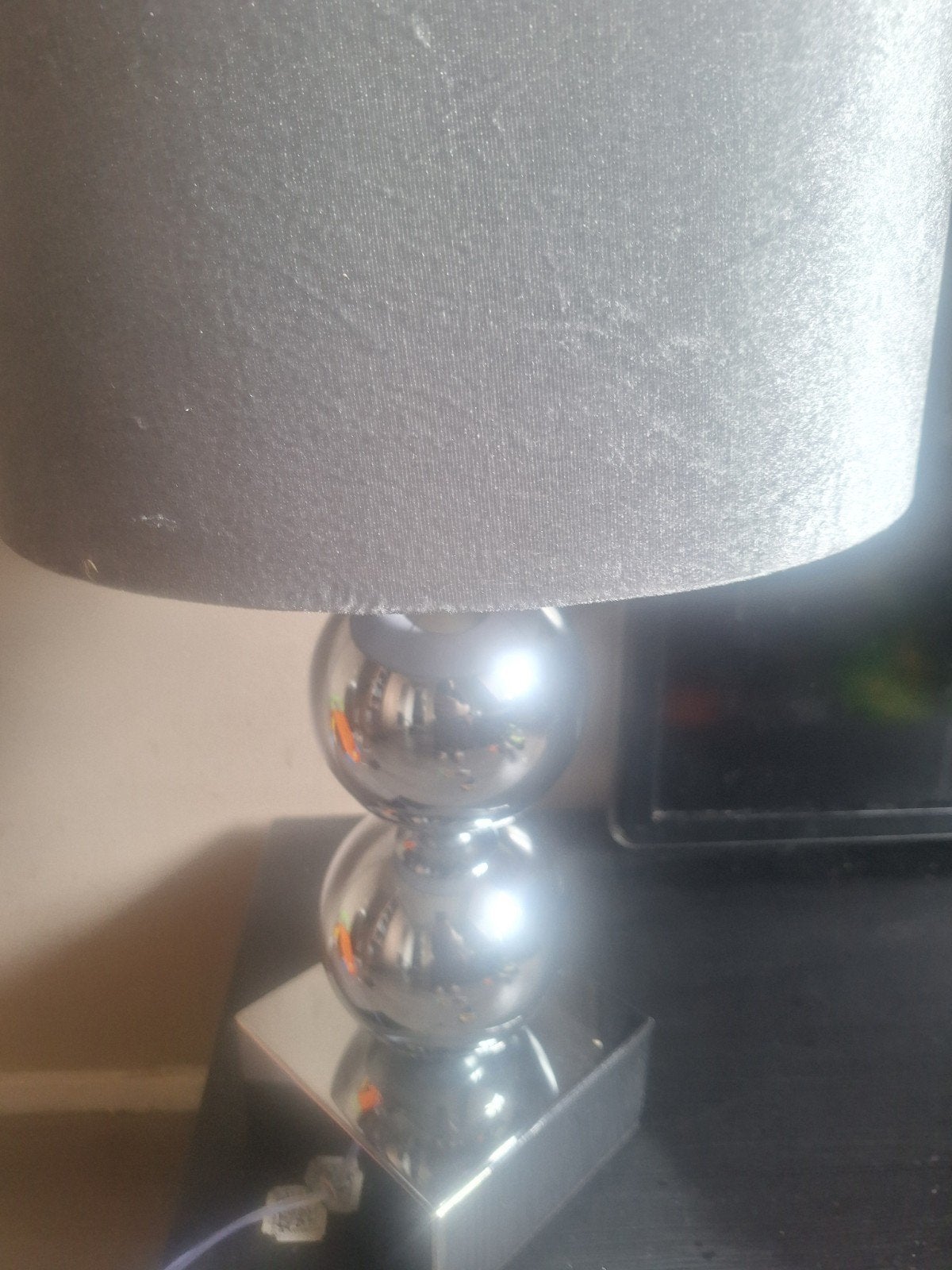 Eric Kuster Stijl Bollenlamp Zilver met Grijze Kap, Gebruikt, Ophalen of Verzenden, Textiel, Zilver