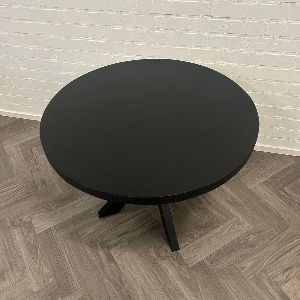 Mangohouten Ronde Zwarte Eettafel 110cm, Overige houtsoorten, Rond, Ophalen of Verzenden, Zo goed als nieuw