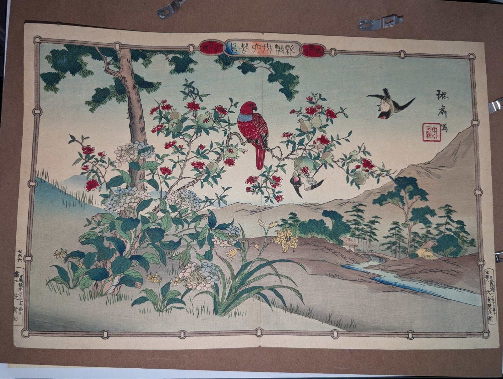 1880 Nieuw geselecteerde zesendertig bloemen en vogels, Antiek en Kunst, Kunst | Niet-Westerse kunst, Hout, Schilderij, Ophalen of Verzenden