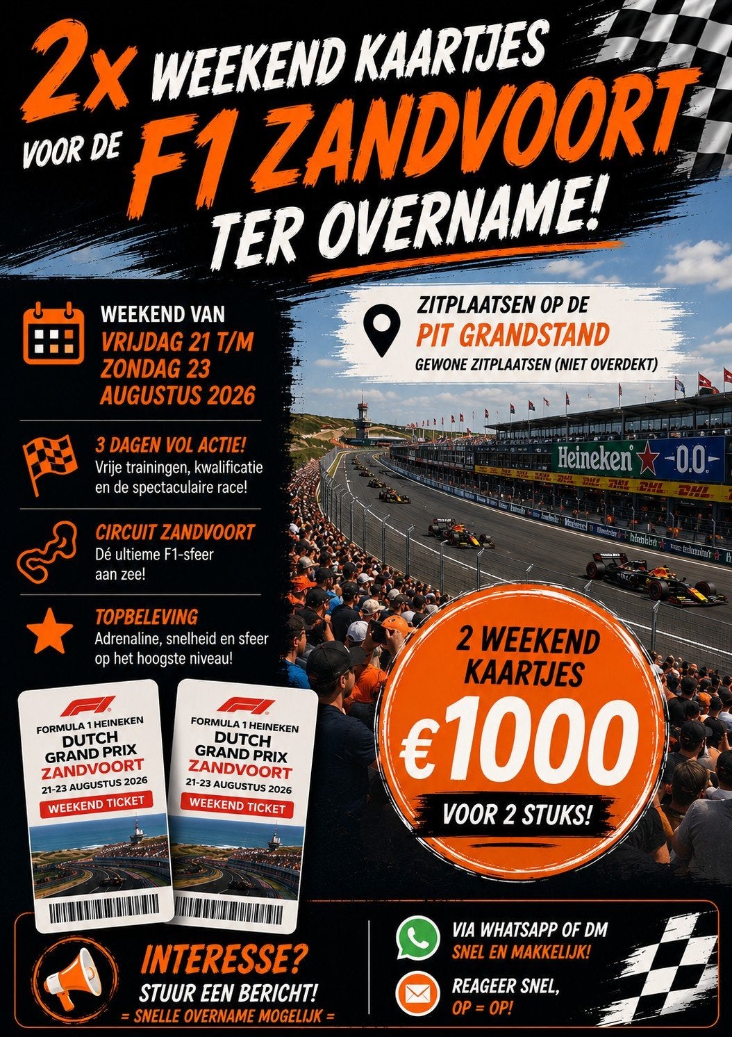 2 weekend tickets F1 Zandvoort, Tickets en Kaartjes, Twee personen