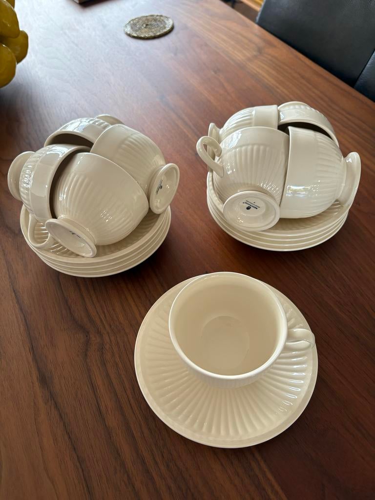 Wedgwood Edme kop en schotels 9 stuks, Gebruikt, Ophalen of Verzenden, Wedgwood, Kop(pen) en/of Schotel(s)