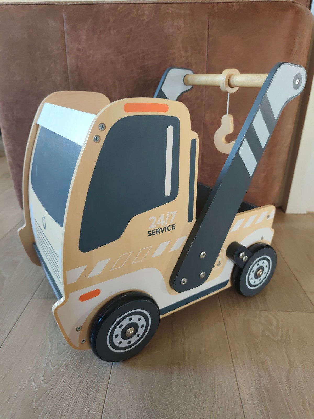Houten loopwagen takelwagen met gebruikssporen, Ophalen, Gebruikt, Jongen of Meisje