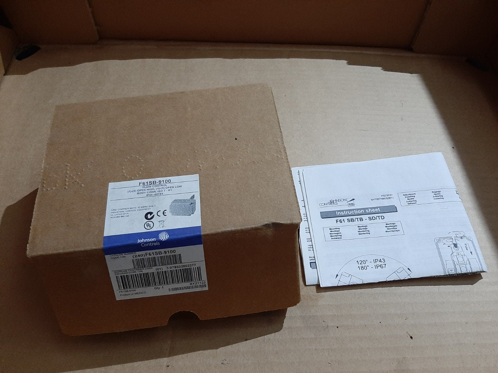 Johnson Controls F61SB-9100 Flow Switch - Nieuw in doos, Ophalen of Verzenden, Nieuw, Ventilator