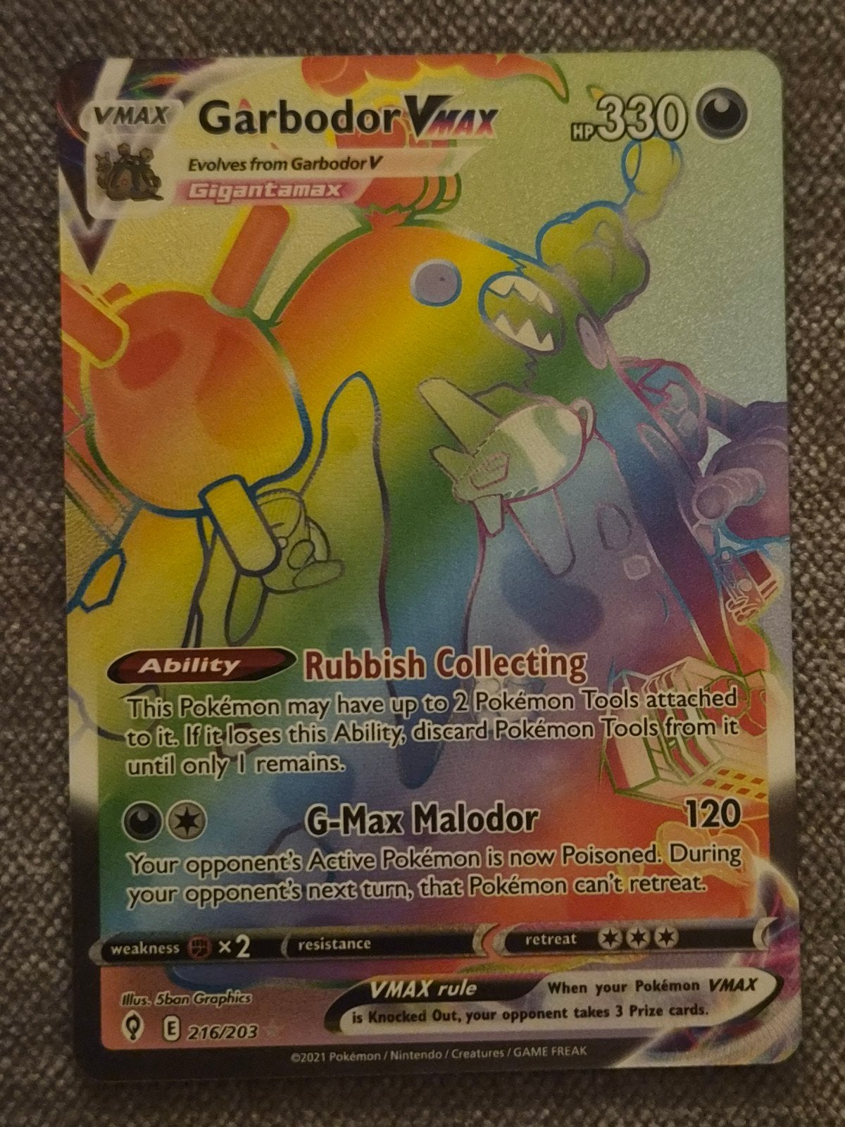 Pokémon Garbodor Vmax (evs 216), Ophalen of Verzenden, Nieuw, Losse kaart