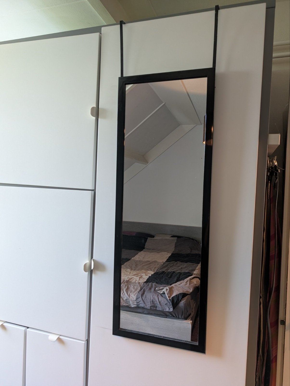 Spiegel voor over de deur - Zwart frame, Huis en Inrichting, Woonaccessoires | Spiegels, Ophalen, Minder dan 50 cm, Gebruikt, 100 tot 150 cm