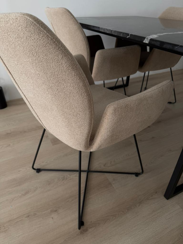 Jesper Home Misaki eetkamerstoel créme/beige, Ophalen, Zo goed als nieuw, Zwart, Stof