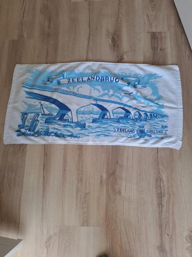 Vintage Zeelandbrug handdoek, Ophalen of Verzenden, Gebruikt