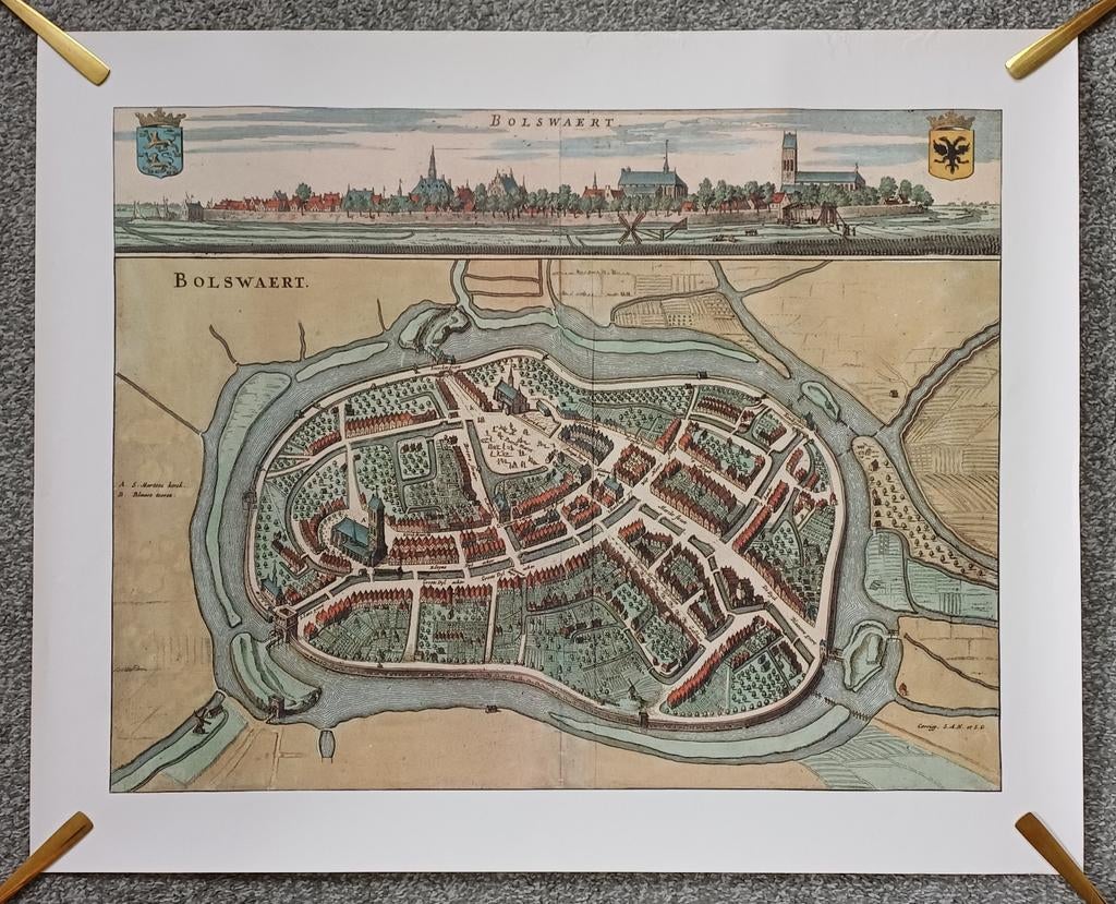 Historische Stadsplattegrond Bolsward - Schotanus 1664, Boeken, Atlassen en Landkaarten, Bernardus Schotanus a Sterringa, Voor 1800