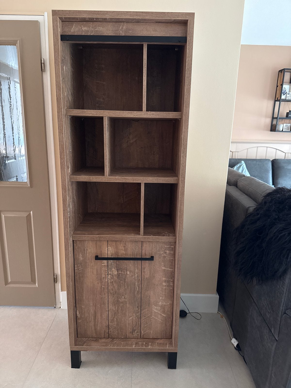 Houten boekenkast met deuren en open vakken, Huis en Inrichting, Gebruikt, 150 tot 200 cm, 25 tot 50 cm, Overige houtsoorten