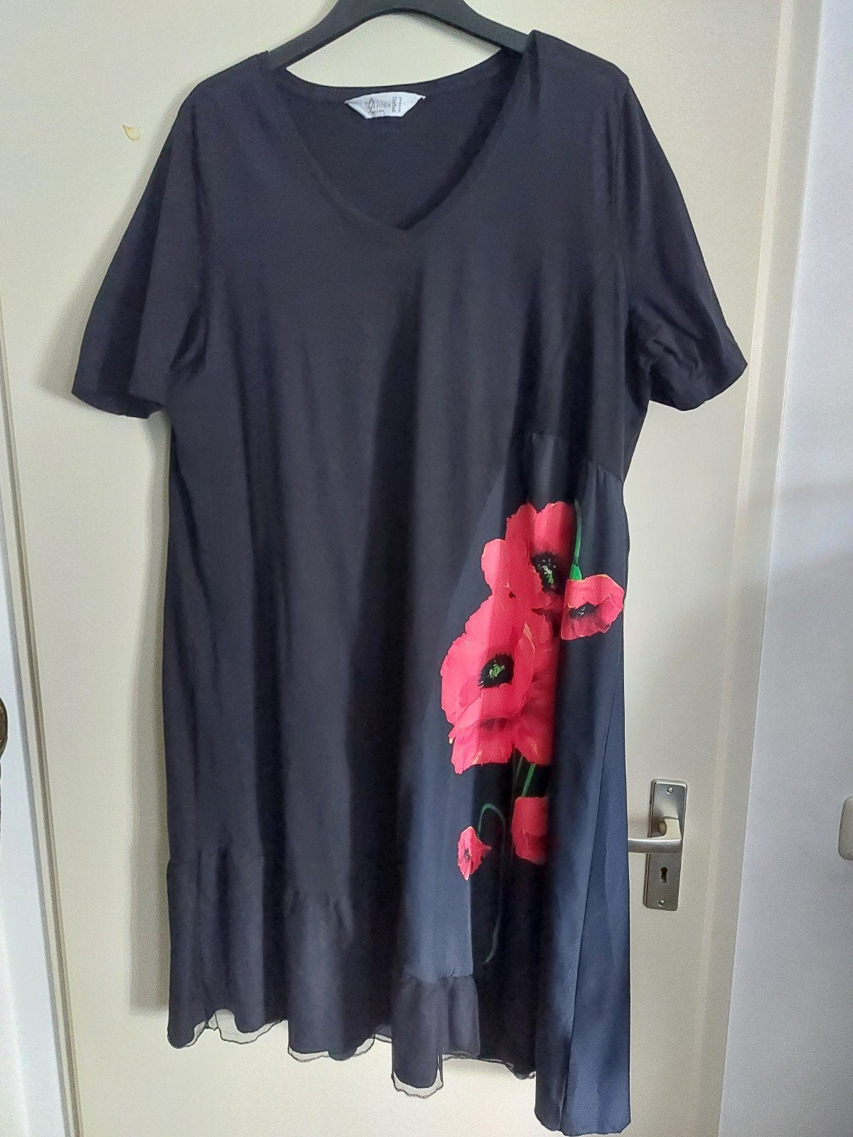 Ulla Popken ,Mia Moda jurk maat 48 met bloemenprint, Maat 46/48 (XL) of groter, Zo goed als nieuw, Mia Moda, Onder de knie