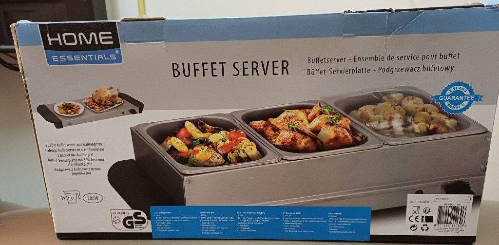 3 delige buffetserver/ warmhoudplaat, Huis en Inrichting, Ophalen, Overige typen, Zilver, Zo goed als nieuw