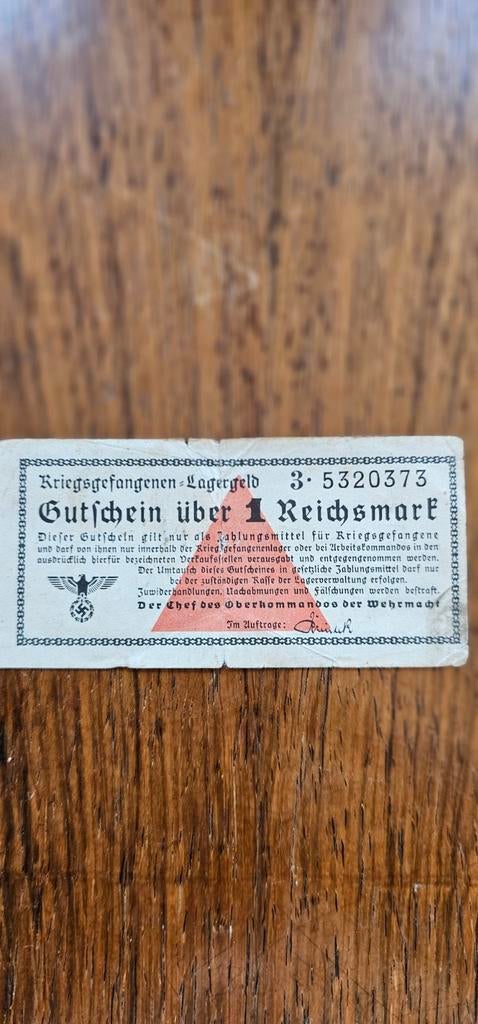 Gutschein 1 Reichsmark krijgsgevangenen Lagergeld 1940-45, Verzenden