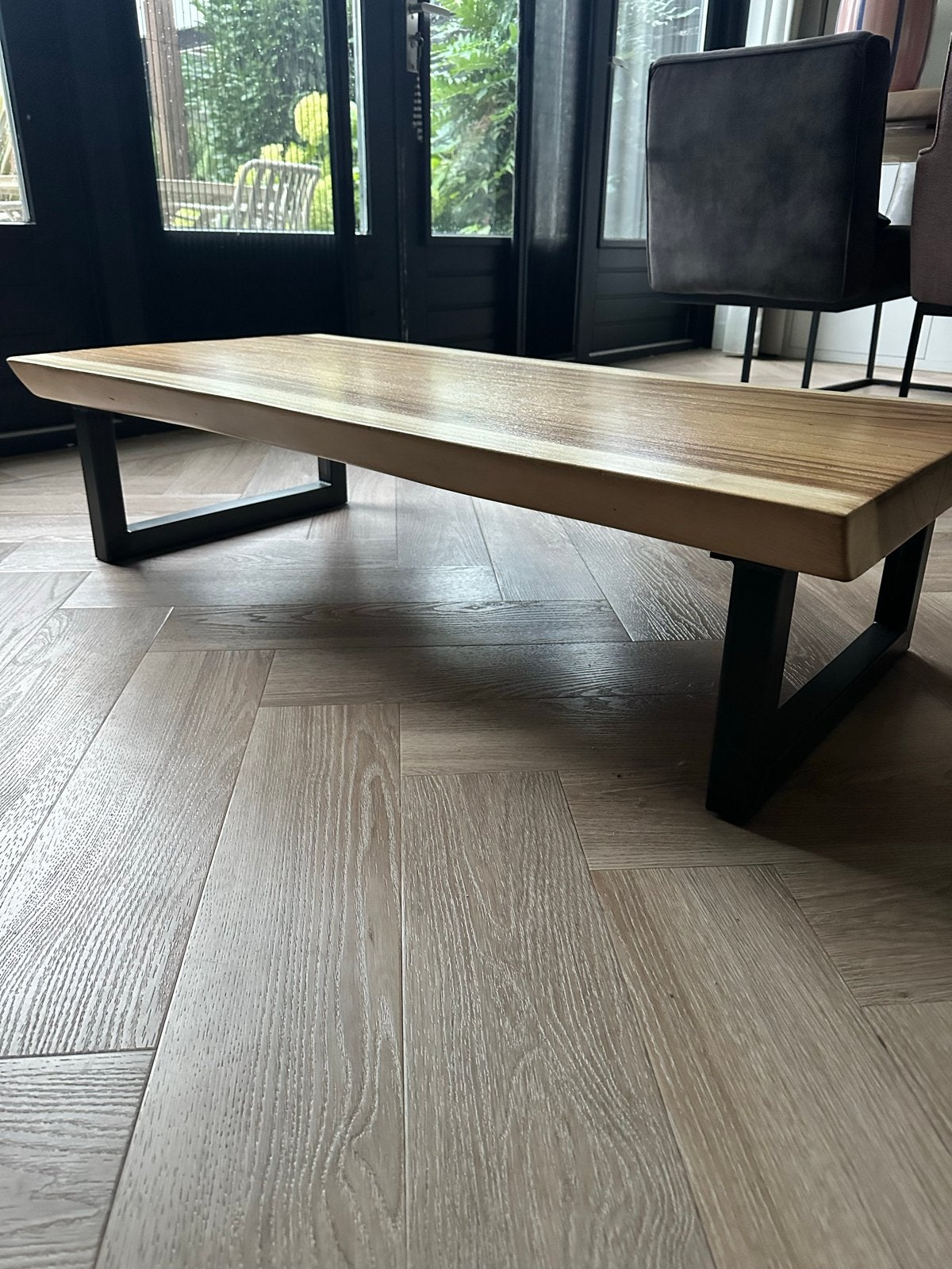 Salontafel Suarhout Massief Boomstam 60x120, Huis en Inrichting, Ophalen, Gebruikt, 100 tot 150 cm, 50 tot 100 cm