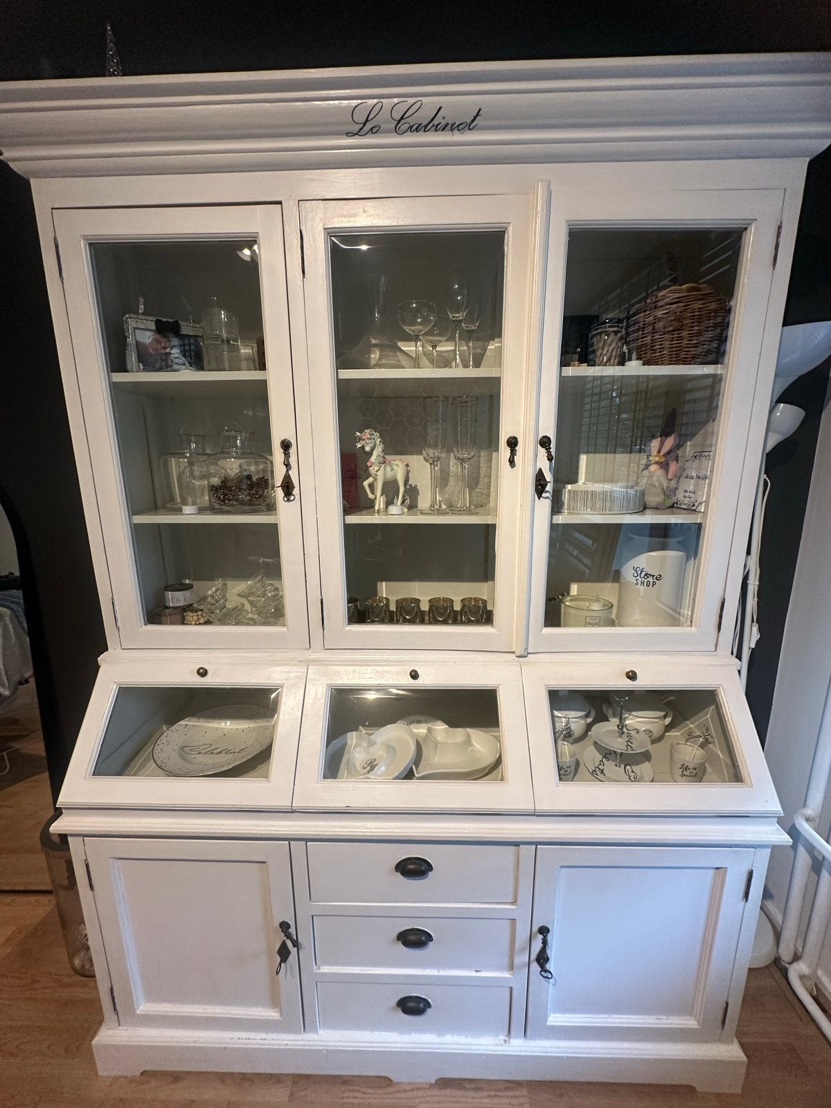 Riviera Maison witte vitrinekast met glazen deuren, Ophalen
