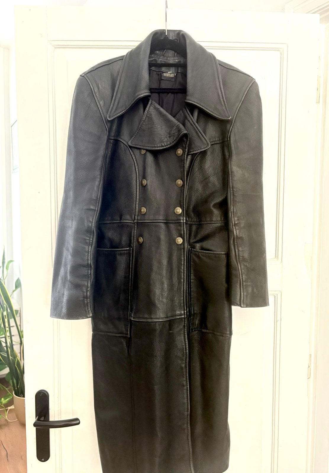 Vintage premium leren trenchcoat, Ophalen of Verzenden, Zo goed als nieuw, Maat 36 (S), Zwart