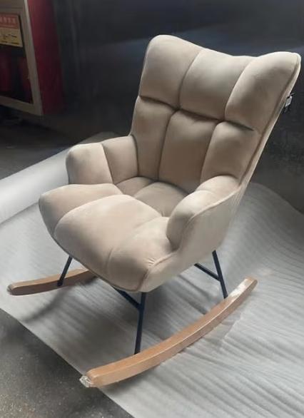Schommelstoel - Velvet beige - Nieuw in Doos, Nieuw, 75 tot 100 cm, Ophalen of Verzenden, Stof