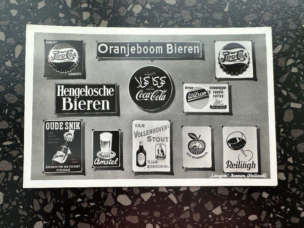 Langcat Bussum kaart. Drank borden. Oude Snik Amstel Cola., Verzamelen, Ophalen of Verzenden, Gebruikt, Overige typen
