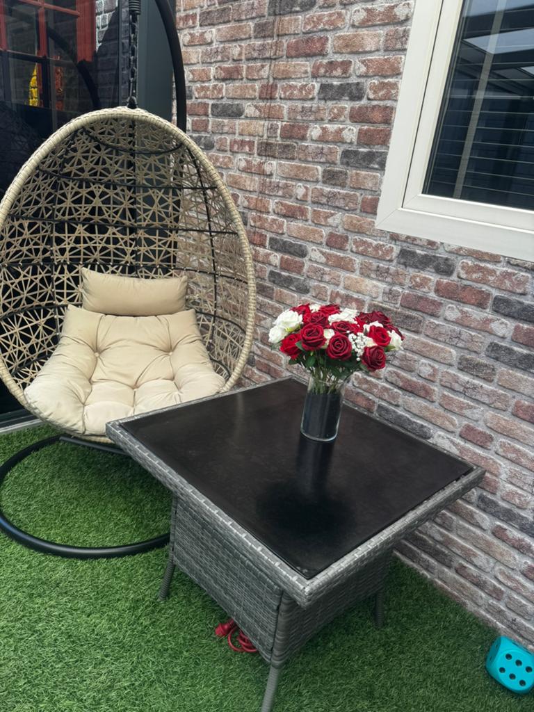 Tuintafel rattan grijs, Ophalen of Verzenden, Zo goed als nieuw, Kunststof