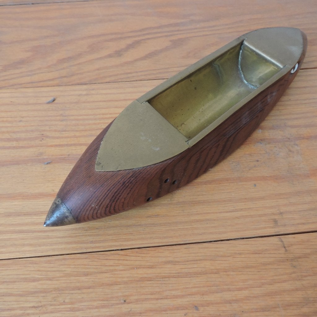 Schietspoel asbak messing hout, Antiek en Kunst, Ophalen of Verzenden
