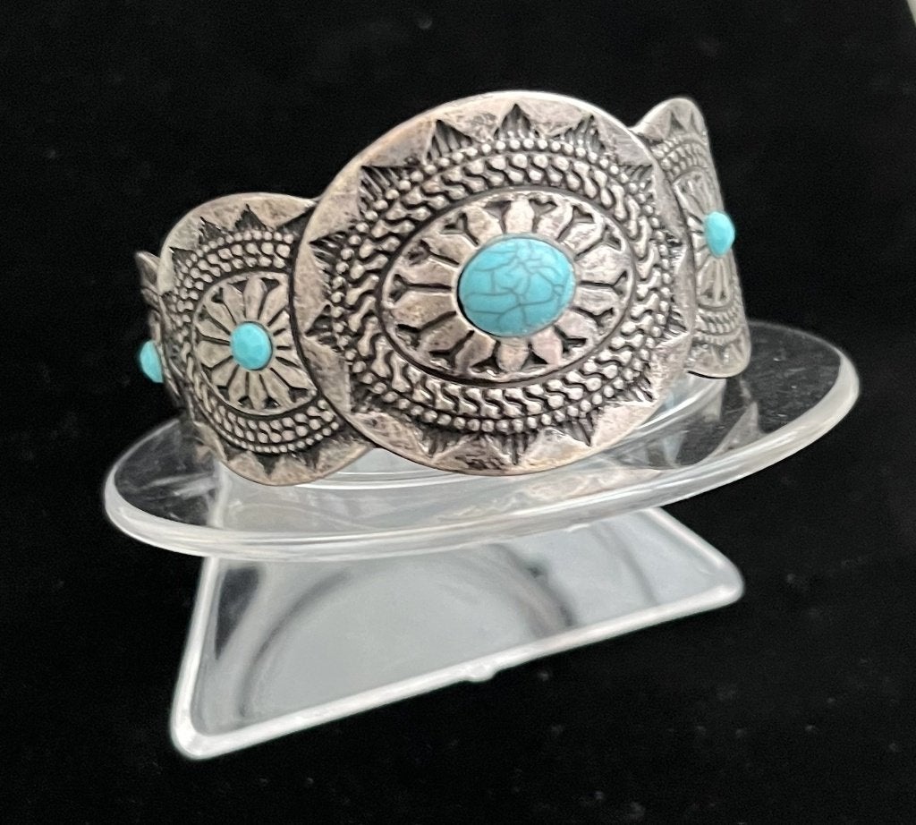 Armband Tibet zilver met Turquoise natuursteen -NIEUW-, Nieuw, Ophalen of Verzenden, Met edelsteen, Zilver
