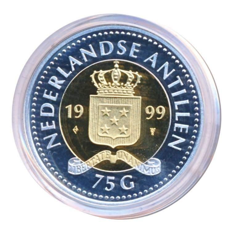 Nederlandse Antillen 75 gulden 1999 Goud Globe, Postzegels en Munten, Edelmetalen en Baren, Goud, Ophalen of Verzenden