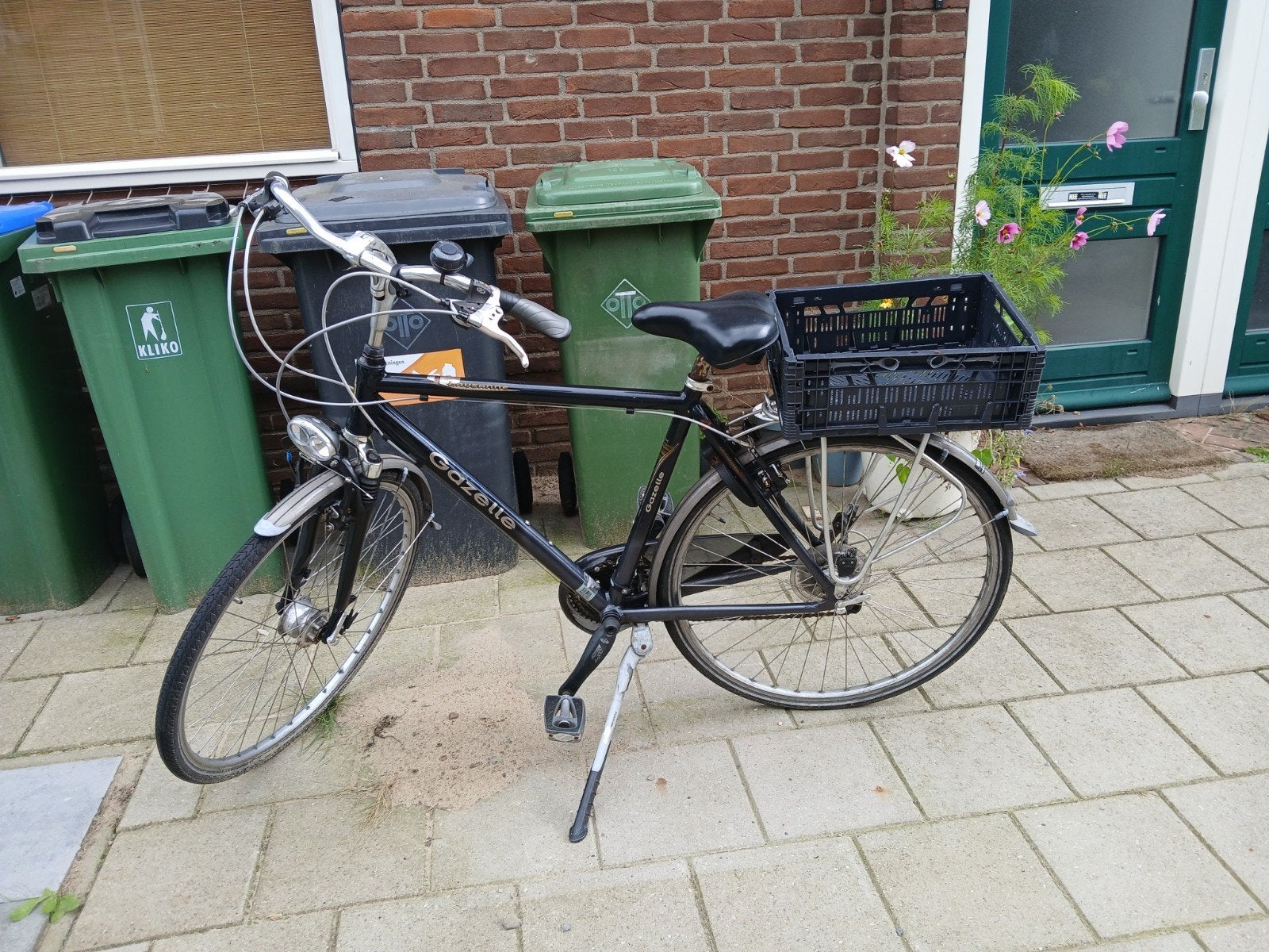 Gazelle met versnellingen en krat €20, Fietsen en Brommers, Ophalen, Gebruikt, Velgrem, Versnellingen