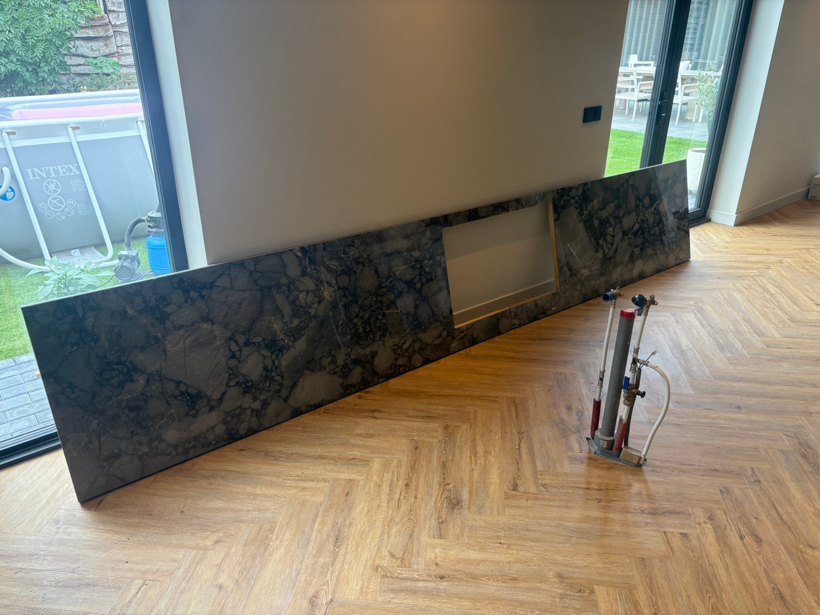 Zeer fraai NIEUW Keramisch keukenblad, Ophalen, Meerkleurig, 100 tot 150 cm, Nieuw