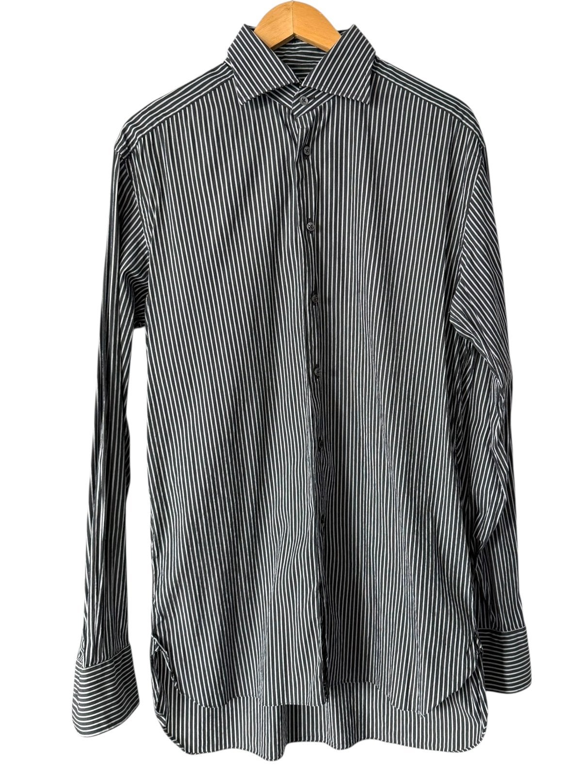 Lorenzini Overhemd – Maat 40 – Zwart/Wit Gestreept, Kleding | Heren, Ophalen of Verzenden, Zo goed als nieuw, Zwart, Halswijdte 39/40 (M)