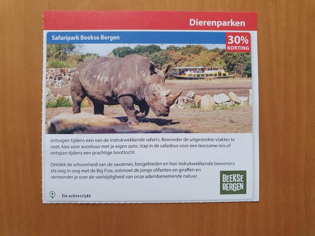 Safaripark Beekse Bergen 30% korting maximaal 4 personen, Tickets en Kaartjes, Drie personen of meer, Kortingskaart