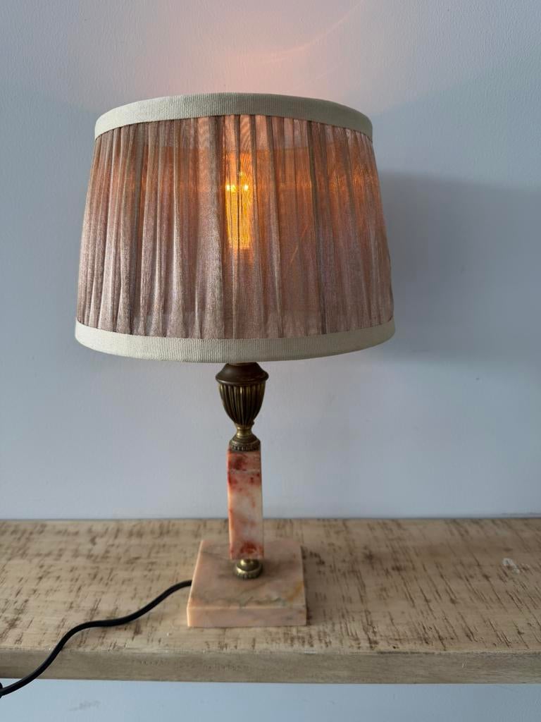 Vintage tafellamp met onyx marmeren voet. Plaatje!!, Ophalen of Verzenden, Zo goed als nieuw, Minder dan 50 cm