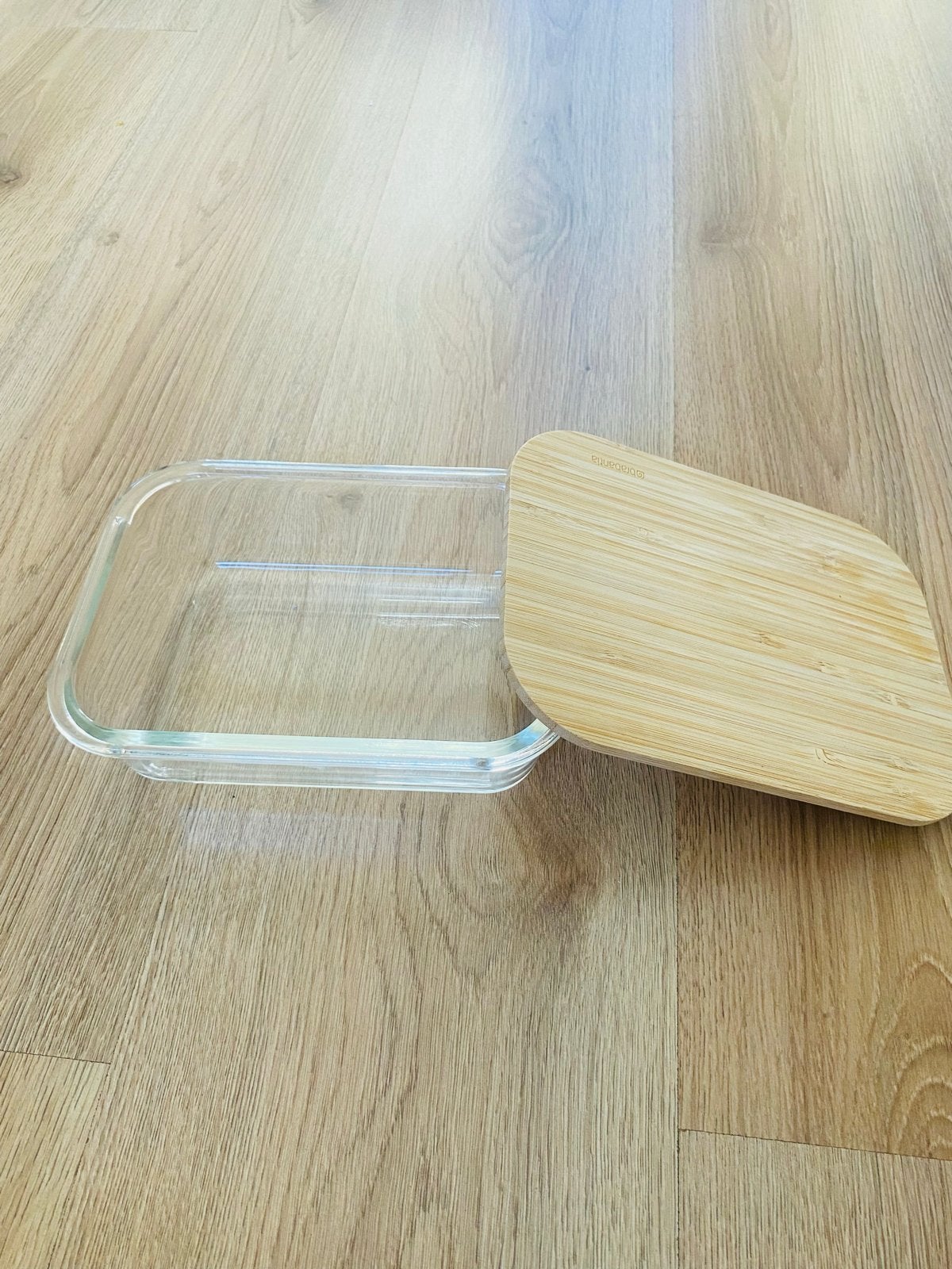 Brabantia glazen vershouddoos met bamboe deksel, Ophalen of Verzenden, Zo goed als nieuw, Glas, Brabantia
