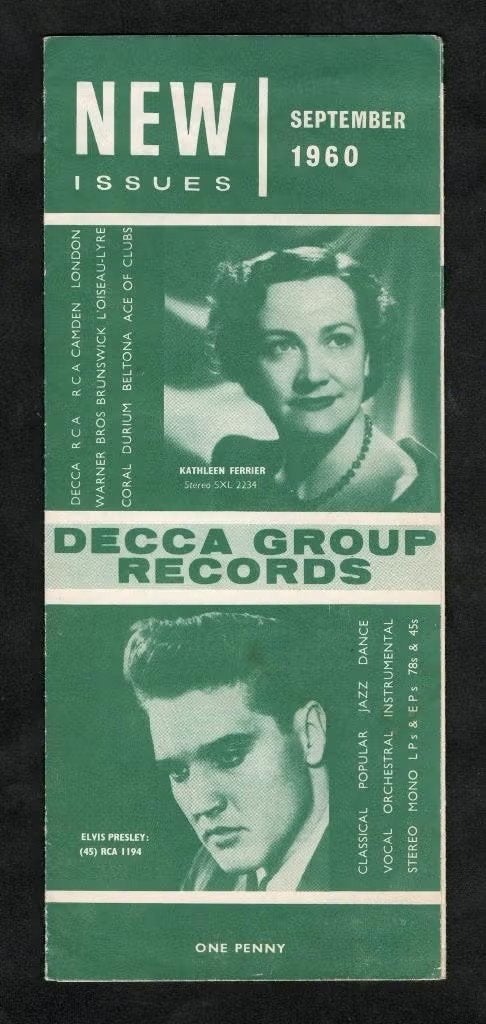 Muziekflyer Decca Group Records Elvis Presley Fats Domino., Ophalen of Verzenden, Zo goed als nieuw