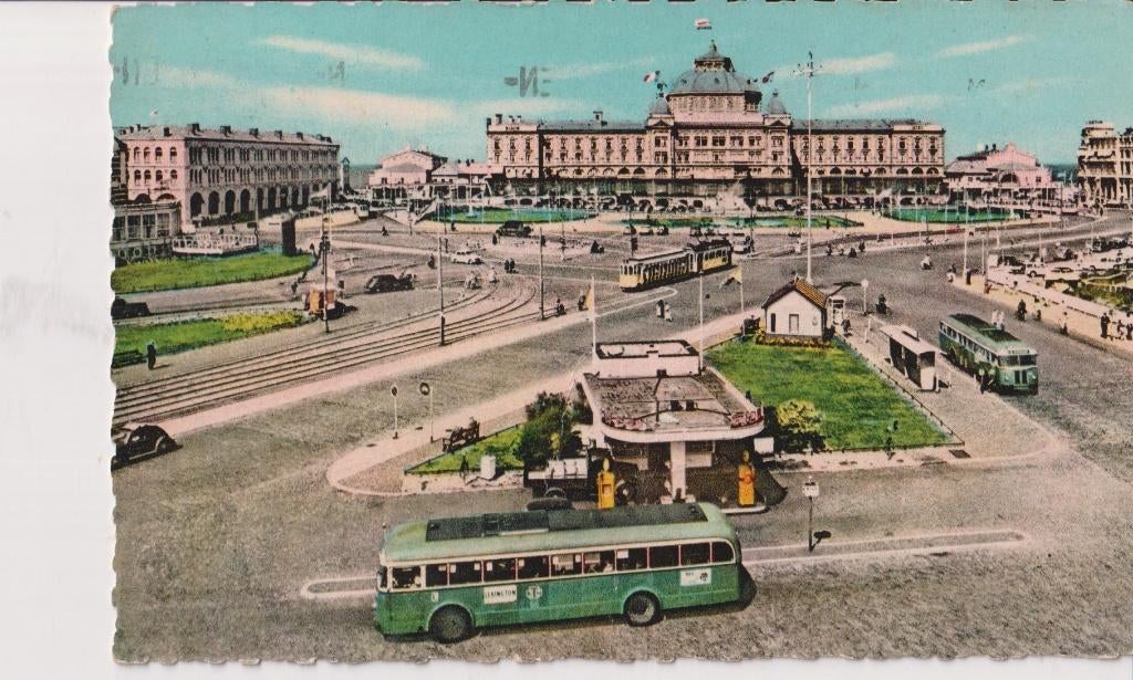 Scheveningen, Kurhaus, Autobus, Shell Tankstation, Tram, Ophalen of Verzenden, 1940 tot 1960, Gelopen, Zuid-Holland