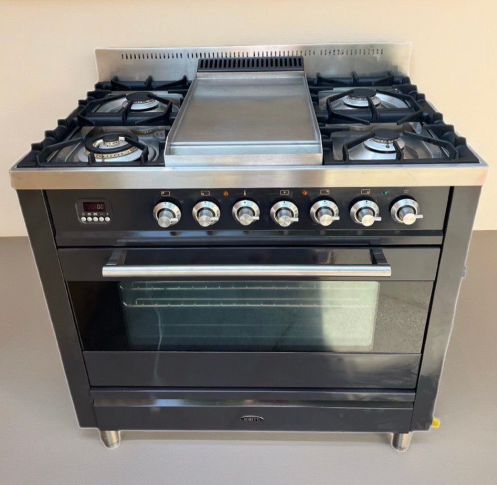 Boretti gasfornuis met grillplaat 90cm breed, Ophalen, 60 cm of meer, Grill, Zo goed als nieuw