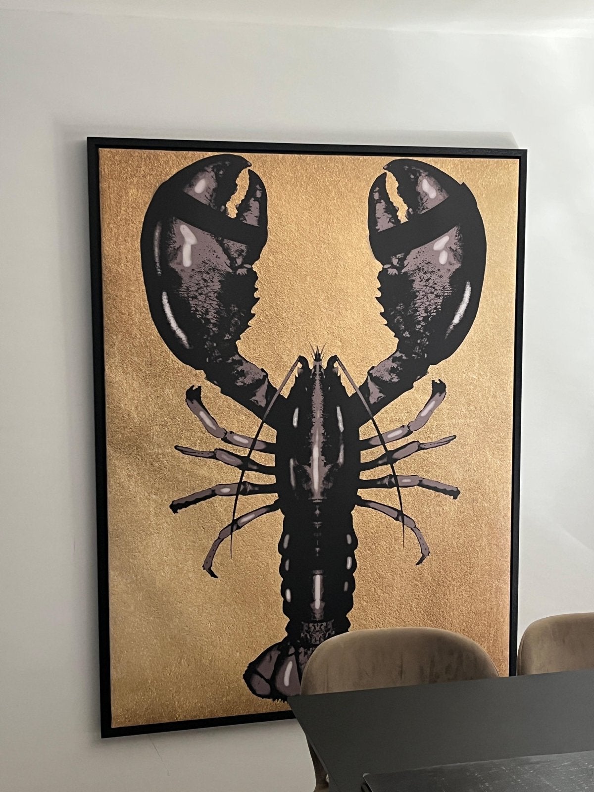 Kunstkartel 'Lobster' canvas schilderij 100x150cm, Antiek en Kunst, Kunst | Schilderijen | Modern, Ophalen, Print, Textiel, Dieren