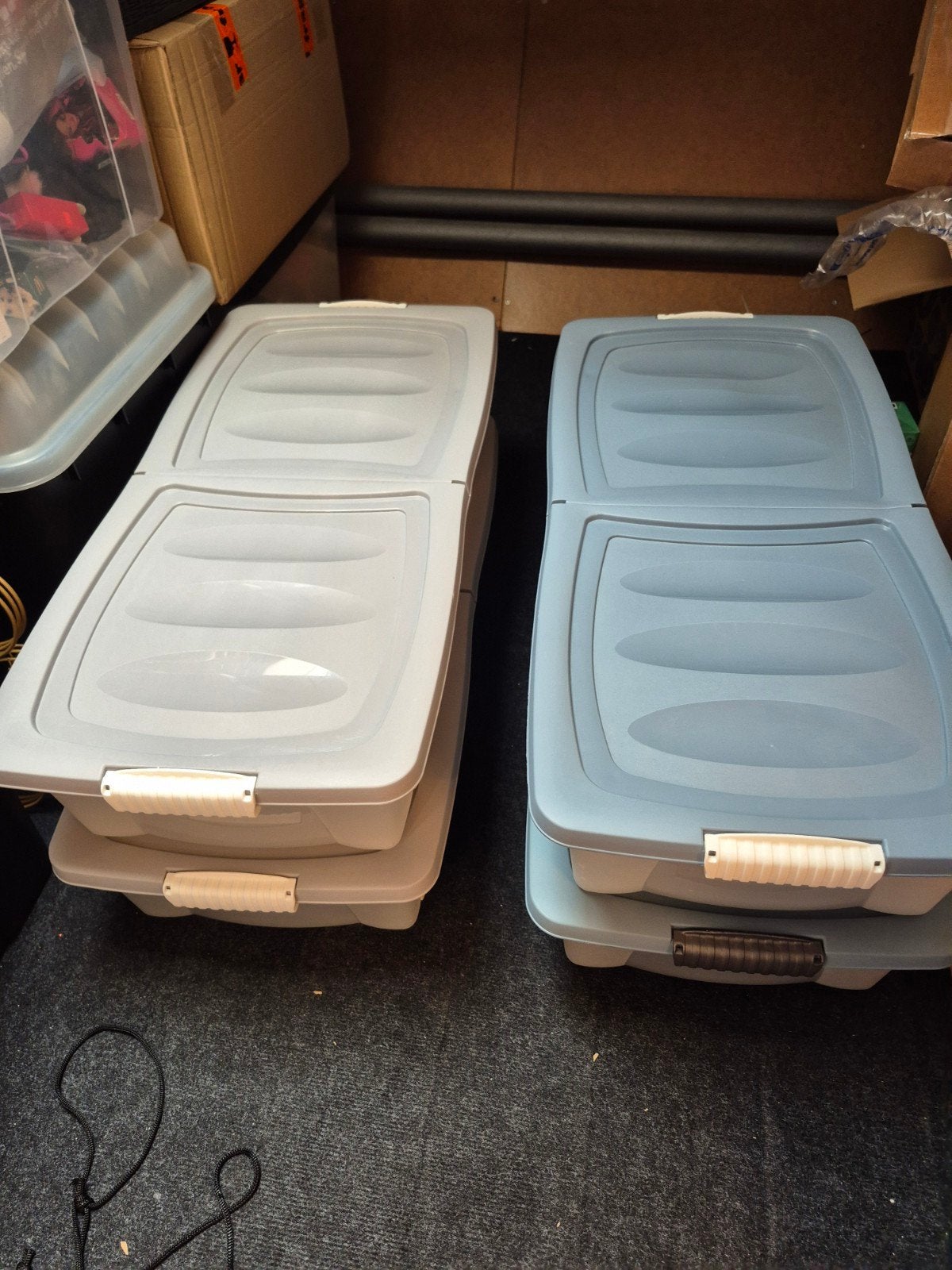 4 x opbergbox voor onder het bed. rollerbox blauw en grijs, Ophalen