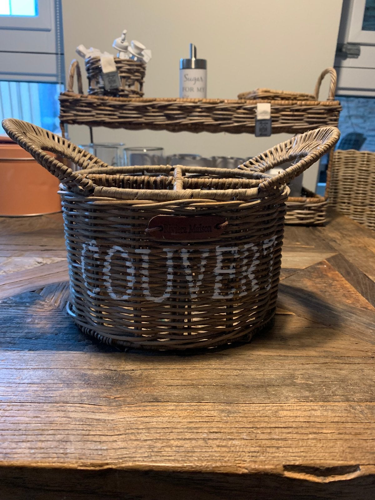 Riviera Maison bestekmandje Rustic rattan, Mand, Rond, Ophalen of Verzenden, Zo goed als nieuw
